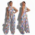 Printed sleeveless hanging neck lace-up wide-leg Jumpsuit NSXLY119205