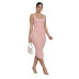 sling wrap chest slit Tight Solid Color Dress NSXLY119207