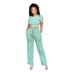 Solid Color Short Sleeve top camisole pants three-piece set NSXLY119213