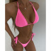 hanging neck backless lace-up slim solid color bikini two-piece set NSBTY119230