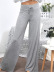Pantalones sueltos de pierna ancha, cintura alta, elásticos, con cordones, color sólido. NSBTY119238
