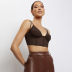 stitching slim cropped suspender low-cut see-through vest with sleeve covers NSHTL119258