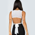 lace up backless low-cut sleeveless solid color vest NSKKB119270