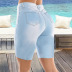 high waist stitching ripped slim lace denim shorts NSWL119275