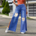 high waist ripped slit wide-leg jeans NSWL119279