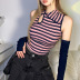  slim lapel hollow stripes top with sleeve covers NSSS119330