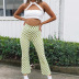 Spring Mid-waist plaid Printed Micro-flared Pants  NSBLS119353