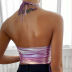 summer colorful sleeveless backless chain halterneck vest  NSBLS119356