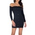 solid color tube top off-the-shoulder long-sleeved single-breasted package hip tight dress NSBLS119363