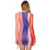 sexy perspective color matching mesh printing hollow long-sleeved short dress  NSBLS119365