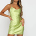 solid color backless  package hip slim satin sling dress  NSBLS119369