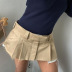 Khaki low waist fake two-piece splicing woven skirt NSSSN119380