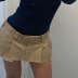 Khaki low waist fake two-piece splicing woven skirt NSSSN119380
