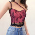 pink lace mesh stitching irregular small vest  NSSSN119389