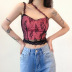 pink lace mesh stitching irregular small vest  NSSSN119389