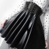 black PU leather high-waist breasted girdle leather skirt NSSSN119392