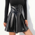 Falda de cuero con cintura alta y cintura alta de cuero PU negro NSSSN119392