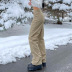 autumn Khaki high-waist straight jeans  NSSSN119400