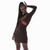brown long-sleeved hollow tight short dress  NSBLS119410