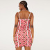 sexy U-neck cherry plaid print sling short dress NSBLS119412