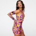 sleeveless color matching printing hollow short dress NSBLS119419