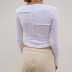 white long-sleeved round neck stitching top  NSBLS119424