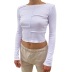 white long-sleeved round neck stitching top  NSBLS119424