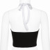 black and white plaid halterneck sling vest  NSBLS119443