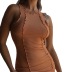 solid color sleeveless round neck stitching short dress NSBLS119444
