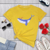 camiseta de verano de manga corta con cuello redondo y estampado de ballenas NSYID119859