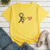 camiseta de cuello redondo de manga corta con estampado de patrón de amor de dibujos animados de verano NSYID119855