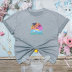 short-sleeved round neck beach landscape printing T-shirt NSYIS120559