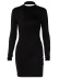 sexy solid color long-sleeved backless package hip tight dress NSGBH119497