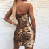 sling wrap chest backless slim Leopard / Tiger print dress NSGBH119514