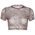 see-through print short-sleeved slim short T-shirt NSGBH119521