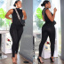 zipper solid color casual tight sleeveless jumpsuit NSZH119535