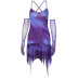 print mesh sexy sling irregular hem backless dress with sleeve covers NSLGF119546