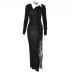 black perspective long-sleeved cardigan dress NSFD119550