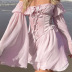 solid color long-sleeved bandage word neck princess dress and waistband set  NSSSN119613