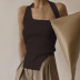 solid color sleeveless halterneck knitted vest  NSSSN119616