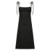 black sexy backless  side pleated sling dress  NSSSN119617