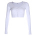 solid color long-sleeved V-neck tight knitted cardigan top  NSSSN119620