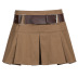 Spring solid color high-waist Pleated Skirt with belt NSSSN119625