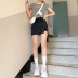 solid color high-waist package hip A-line split denim skirt  NSSSN119631