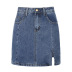 solid color high-waist package hip A-line split denim skirt  NSSSN119631