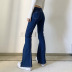blue segmentation high-waist micro-flared jeans  NSSSN119637