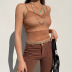 summer brown perspective mesh low-cut backless camisole NSSSN119647