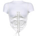 white short-sleeved and sling girdle Two-piece set NSSSN119656