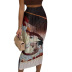 high-waist color matching print tight pleated skirt  NSCBB119682