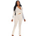 white long-sleeved drawstring top and pants two-piece set  NSCBB119691